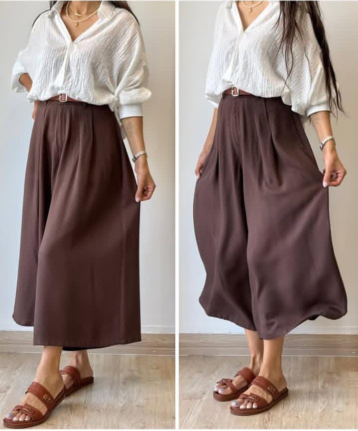 Pantalon demi classe jupe + Ceinture chic