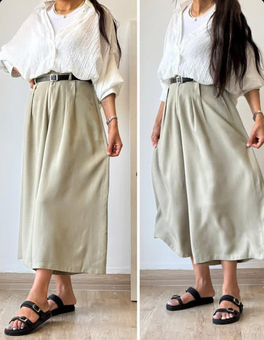 Pantalon demi classe jupe + Ceinture chic